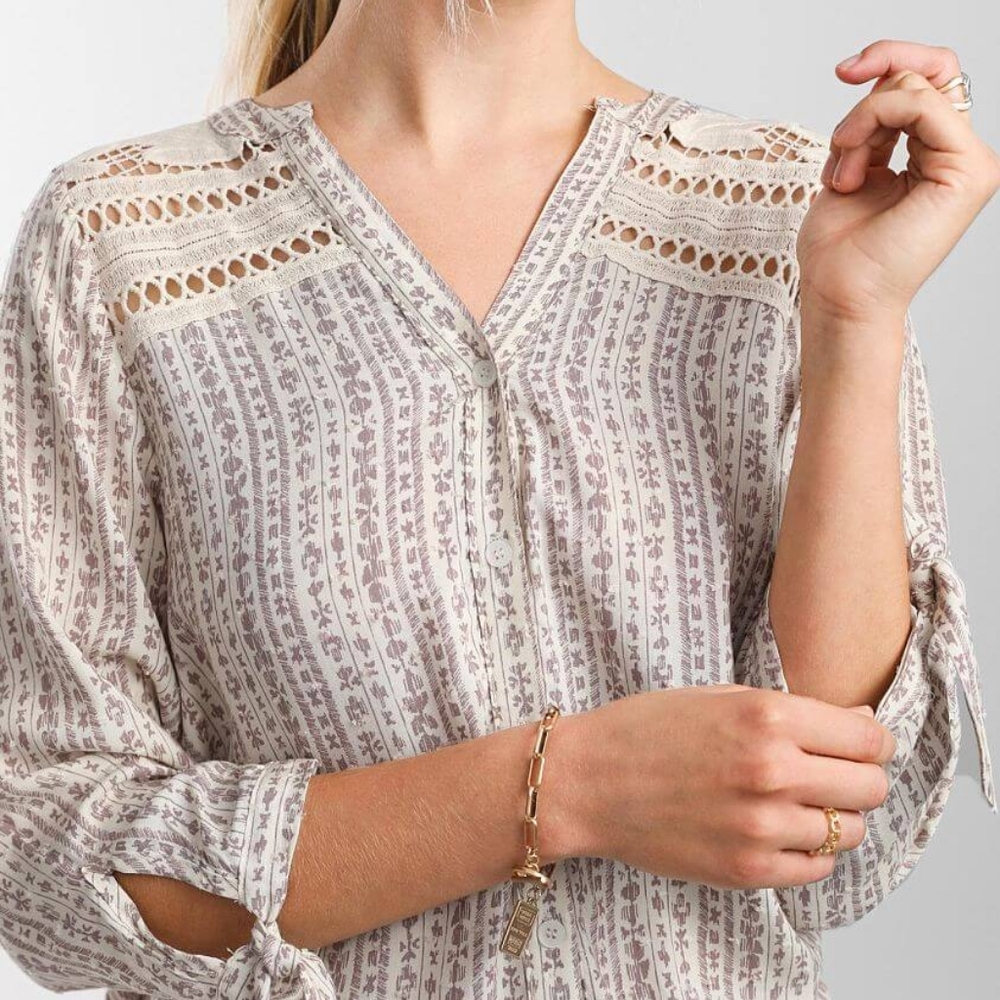 NeW DAYTRIP SWISS DOT LACETRIM TOP BLOUSE Large L